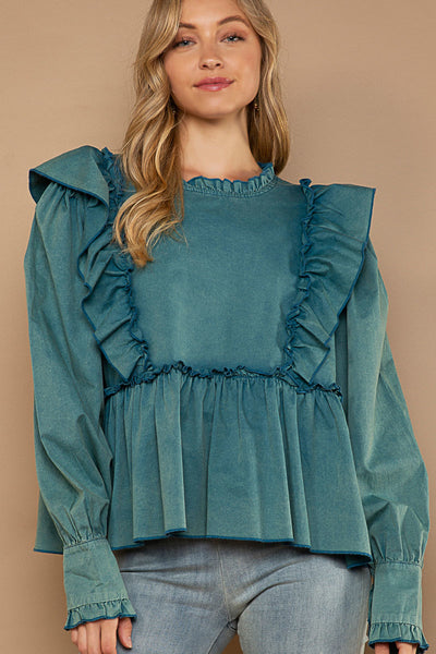 Irene Ruffle sleeve blouse top