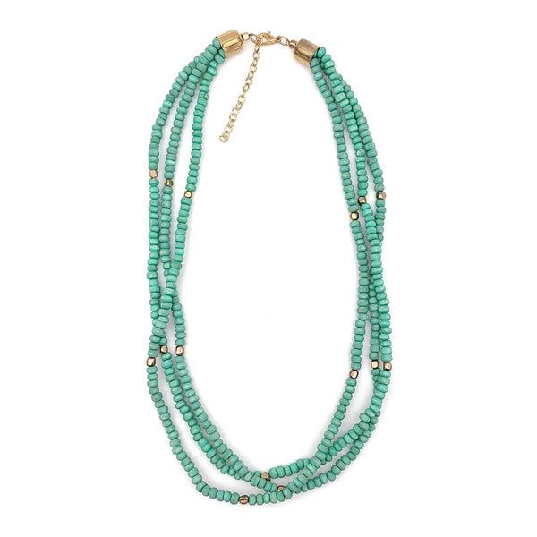 Handcrafted Sachi Chromatic Hues - Sea Green Short Multi-Strand Necklace