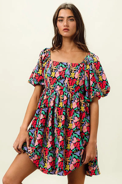 ONLINE EXCLUSIVE BiBi Floral Print Puff Square Neck Dress