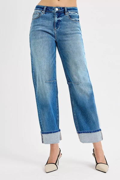 ONLINE EXCLUSIVE RISEN Slouchy Crop Barrel Cuffed Jeans