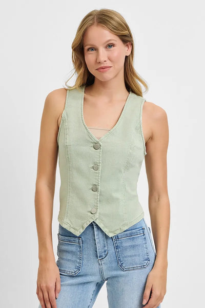 ONLINE EXCLUSIVE RISEN V Neck Button Down Vest