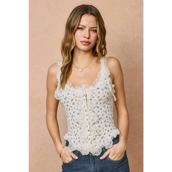Sweet Briar Lace Waffle Tank Top