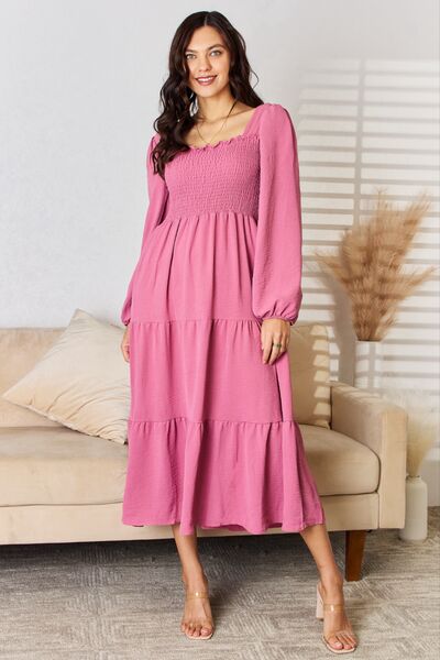 ONLINE EXCLUSIVE  Ruffle Trim Smocked Tiered Dress