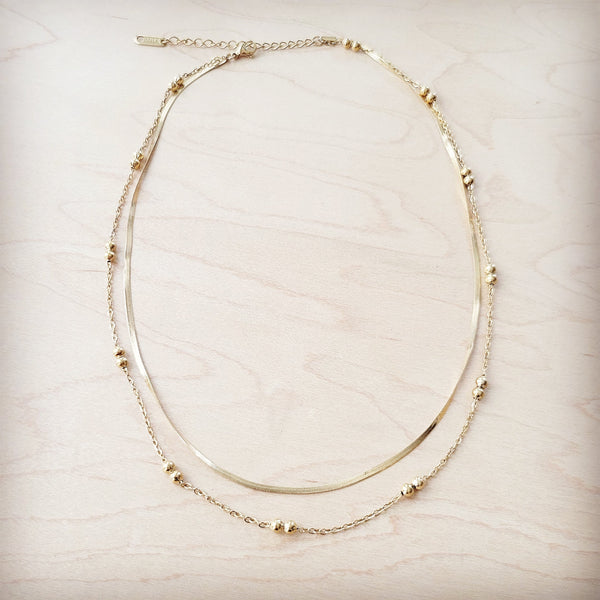 ONLINE EXCLUSIVE Double Strand Gold Necklace Genuine 18 K Gold Plated 261q