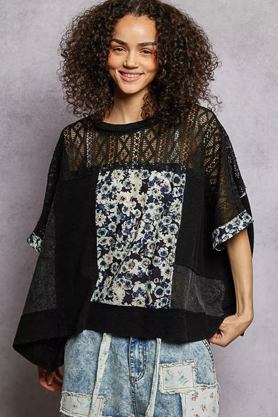 ONLINE EXCLUSIVE POL Floral Patchwork Lace Accent Blouse