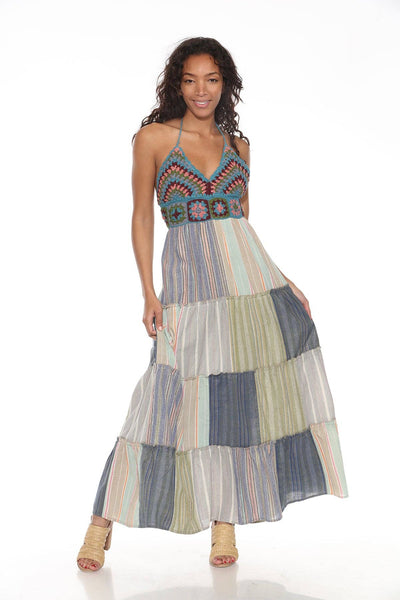 Sydney Patchwork Crochet Maxi Dress