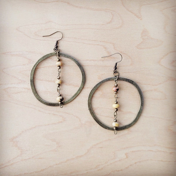ONLNE EXCLUSIVE Western Copper Hoop Earrings w/ Natural Agate Beads 200s