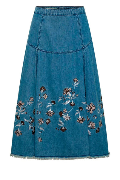 Bohemian Traders Paisley Denim Skirt
