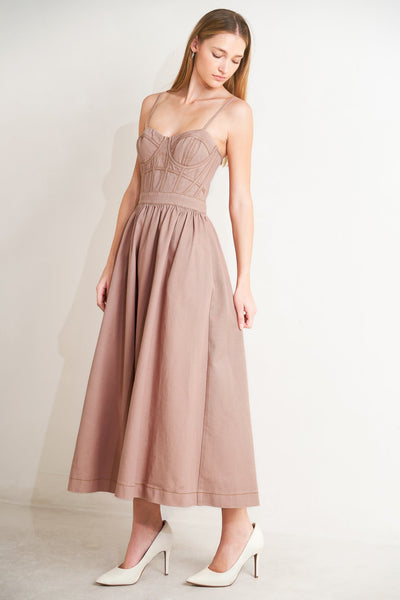 ONLINE EXCLUSIVE - Glam woven twill midi dress