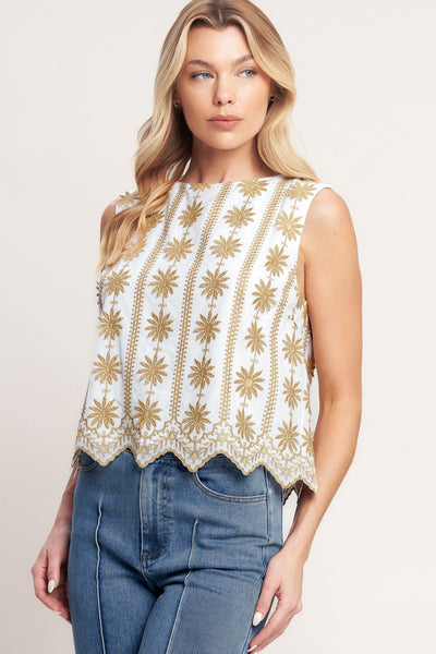 ONLINE EXCLUSIVE - Sun-stripe embroidered top