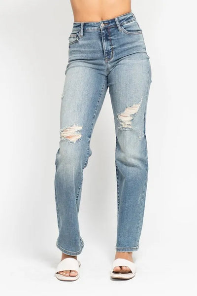 ONLINE EXCLUSVE Judy Blue High Waist Distressed Dad Jean Plus Size