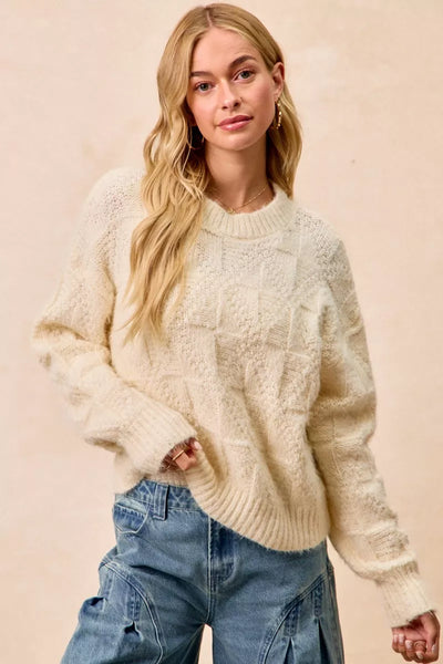 ONLINE EXCLUSIVE BiBi Checker Board Drop Shoulder Sweater