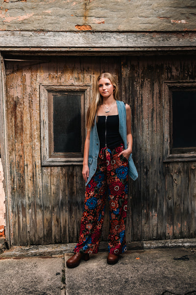 Penny Lane High Waisted Floral Print Pants
